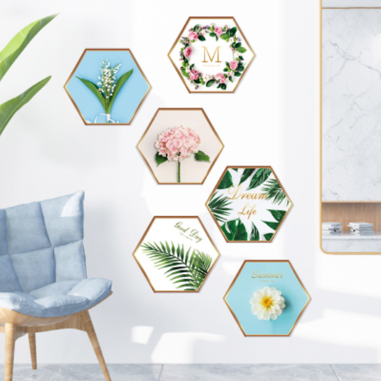 Decal trang trí tường - Khung tranh hoa lá hiện đại