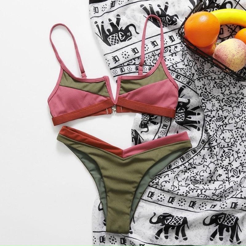 Bikini sexy phối màu khoét mông cao siêu đẹp