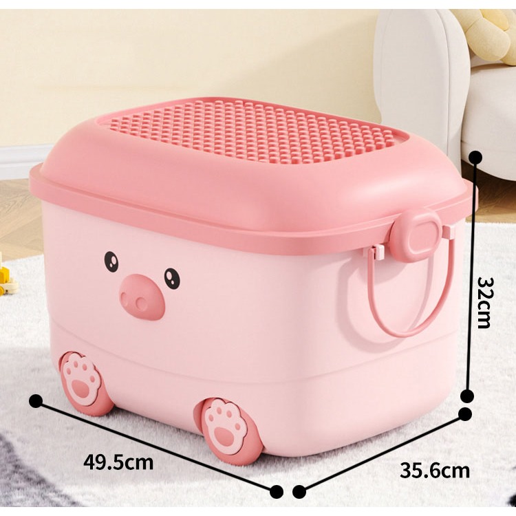 Thùng Đựng Đồ Chơi Cho Bé Nubie, Hộp Đựng Đồ Dùng Đa Năng Có Bánh Xe Cho Bé, Mặt Bàn Chơi Lắp Ráp