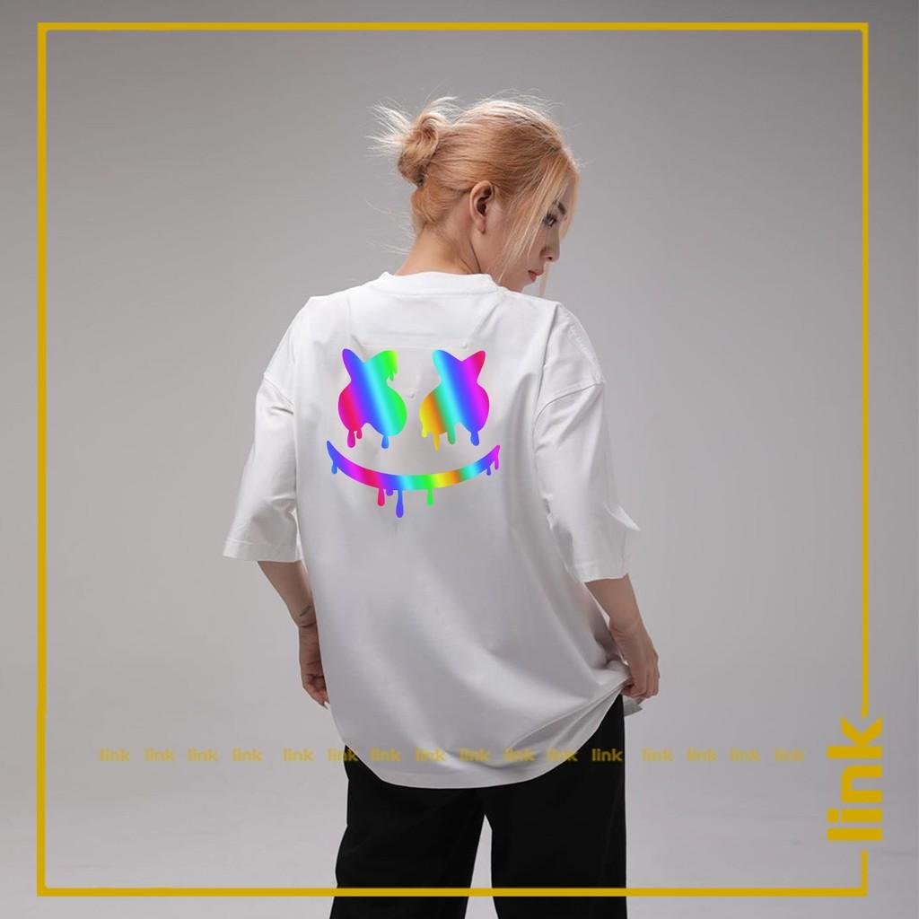 Áo phản quang MẶT MARSHMELLO chảy độc lạ 7 màu tay lỡ Unisex