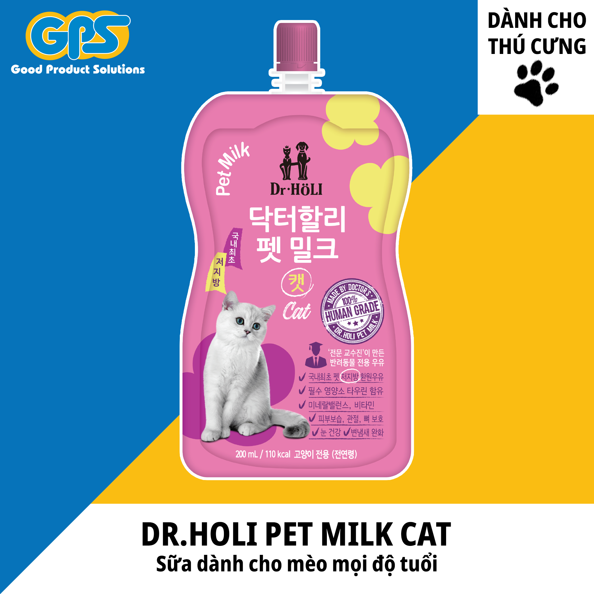 SỮA TƯƠI DINH DƯỠNG DÀNH CHO MÈO DR.HOLI PET MILK CAT 200ML