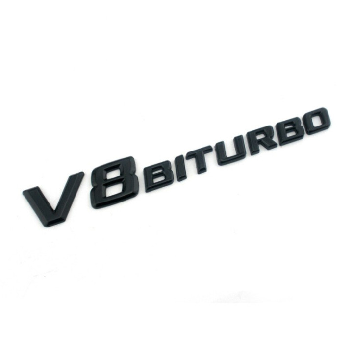 Decal tem chữ V8-Biturbo dán hông xe Mercedes V8BT chất liệu Nhựa ABS cao cấp