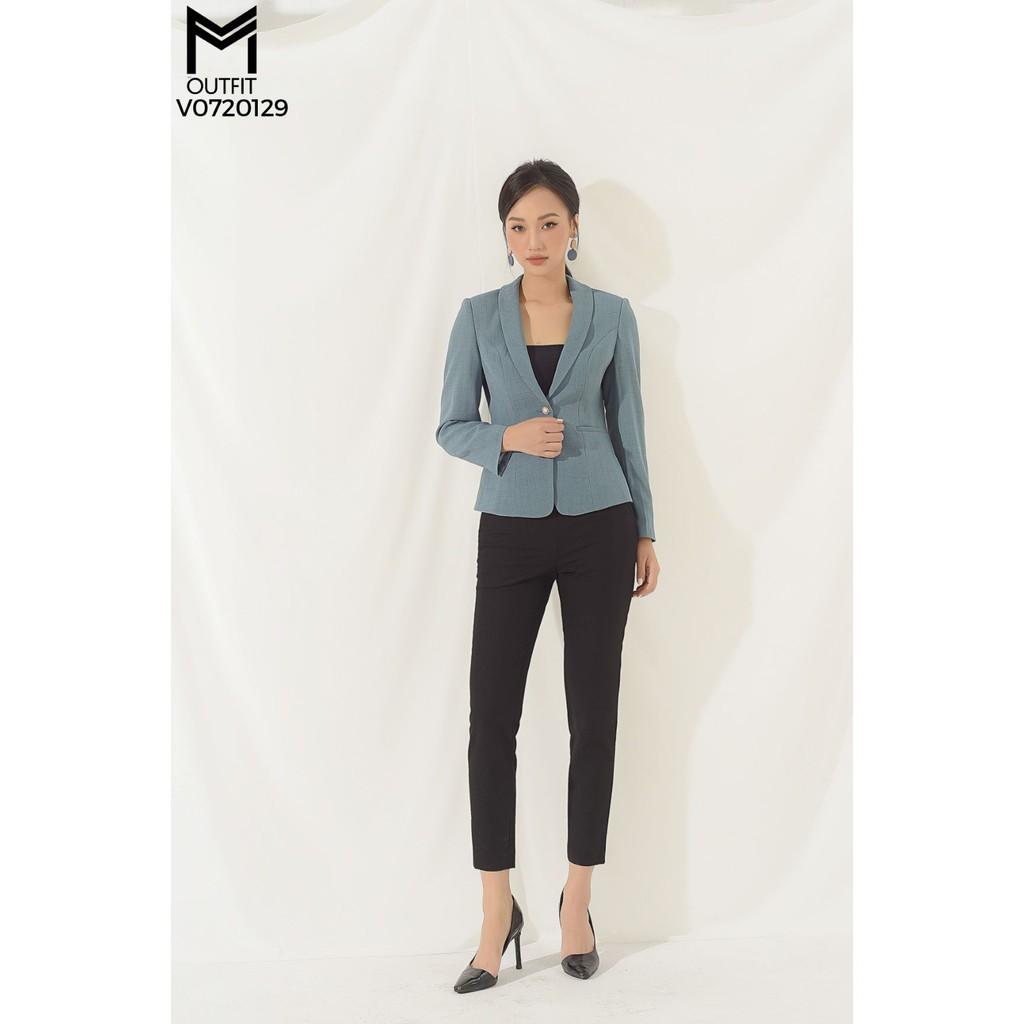 Vest cổ bẻ tay dài một cúc ngọc MMoutfit V0720129