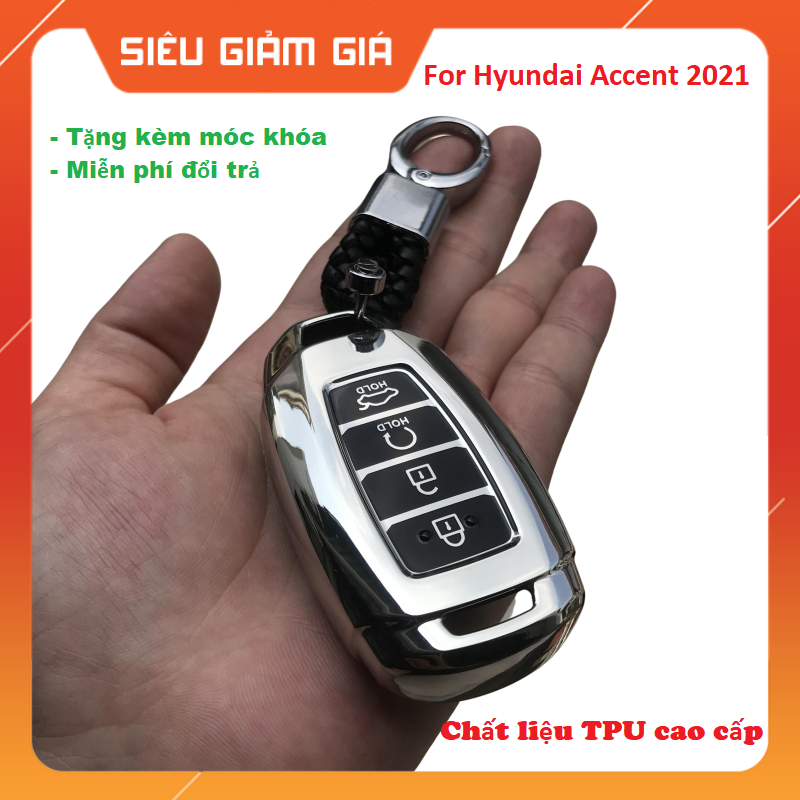 Ốp Chìa Khóa Silicon Mạ Crom Dành Cho Xe Hyundai Accent 2021