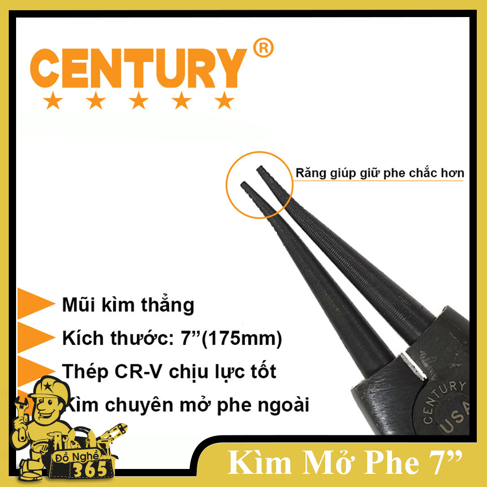 kìm mở phe ngoài 7&quot; (175mm) mũi thẳng century