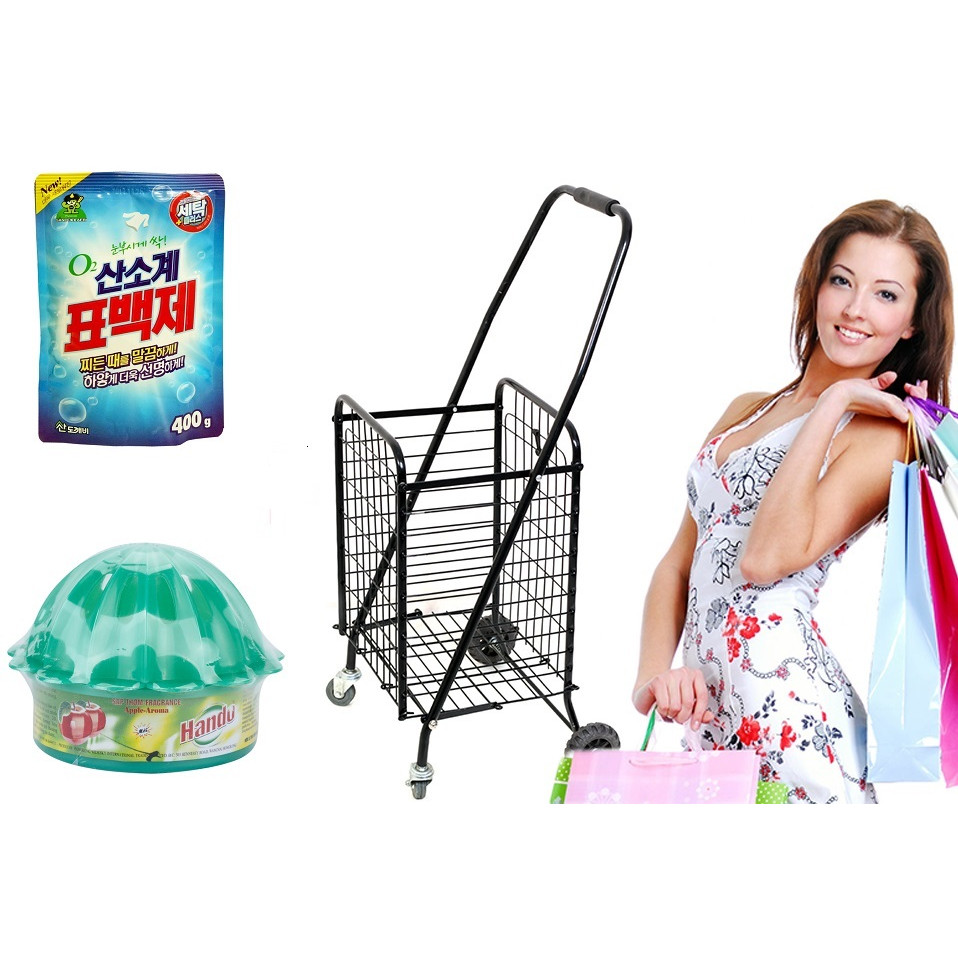 Xe kéo đi chợ đa năng cỡ to Tặng bột giặt phụ trợ Hàn Quốc ,Sáp thơn hương táo mỹ