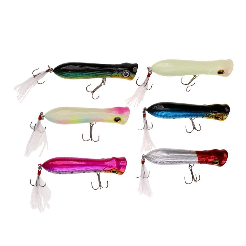 6pcs Popper Floating Hard Plastic Fishing Lure Artificial Bait 8.4cm 12g