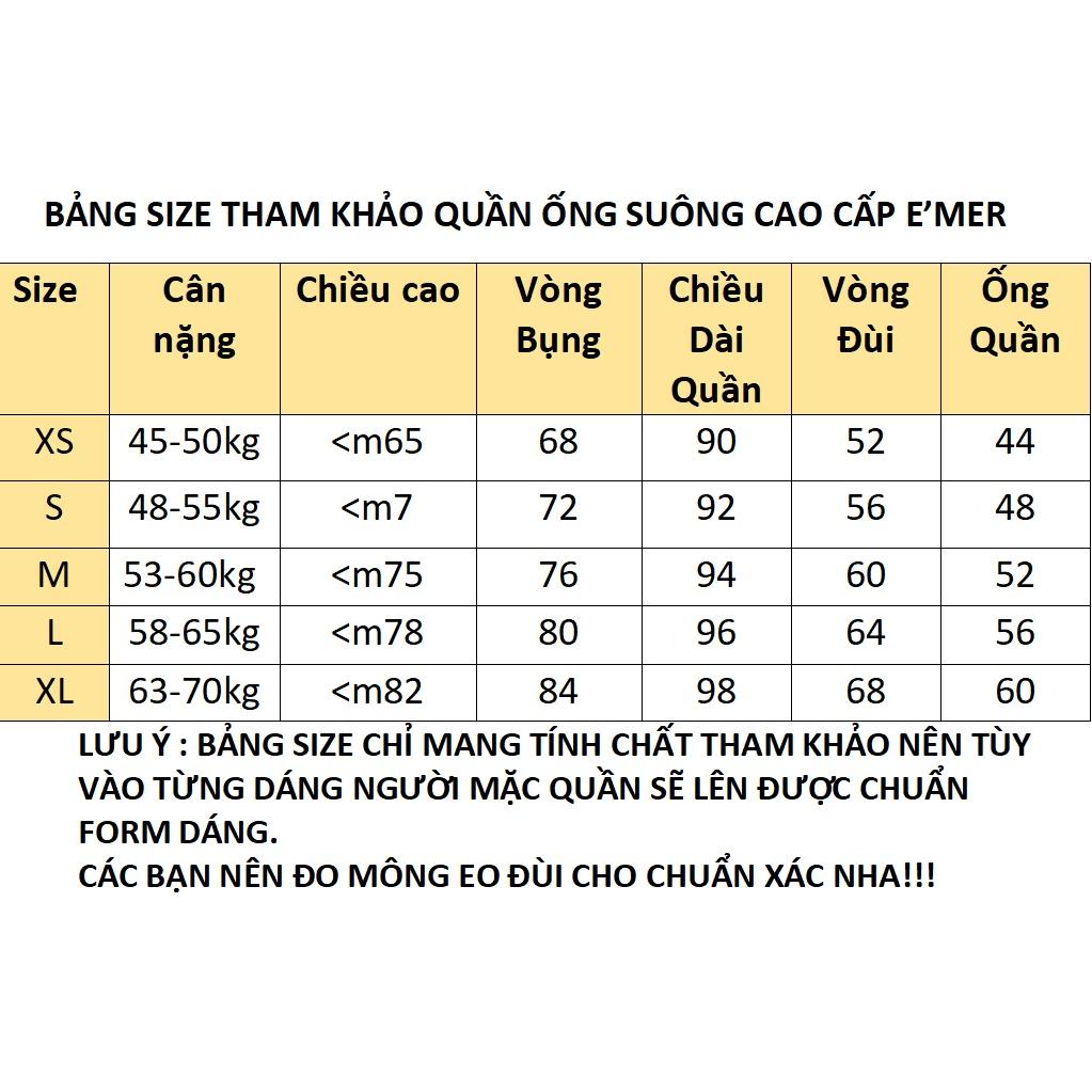 Quần Suông Nam Nữ Ống Rộng Vải Cao Cấp E'mer , Quần Đen Ống Suông Unisex Form Rộng Phong Cách Hàn Quốc - ĐEN