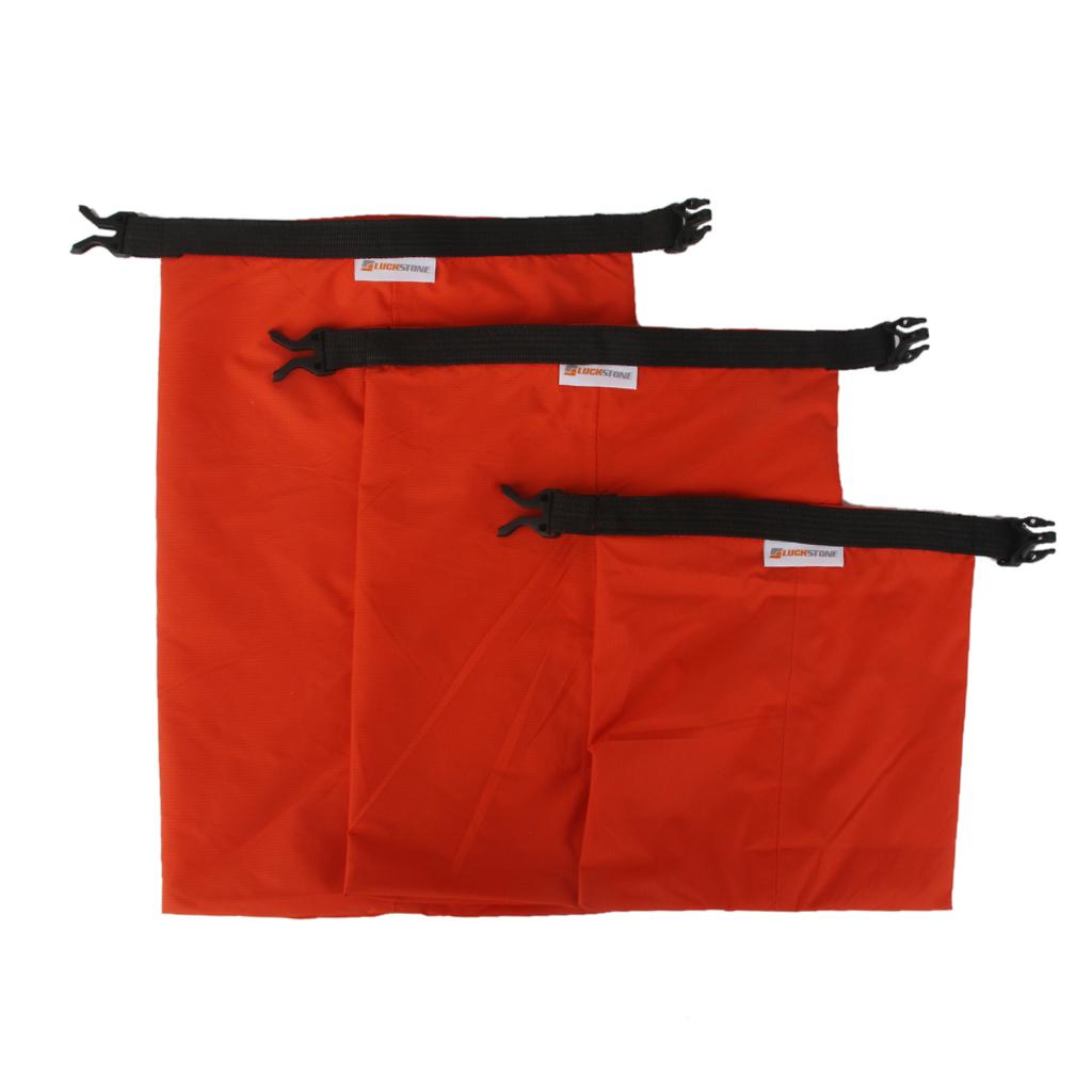 3Pcs Waterproof Dry Storage Bag Pouch Canoeing Rafting Camping Orange