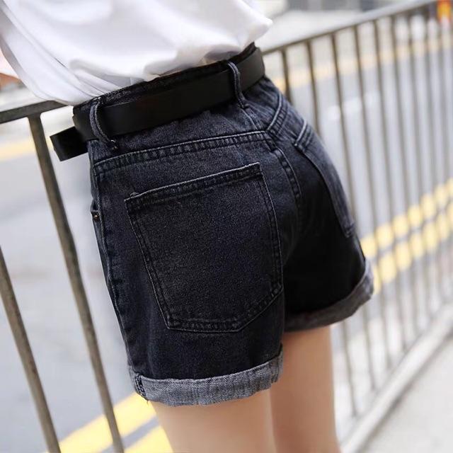 Quần short jeans trơn Xám gấp lai - ko kèm nịt
