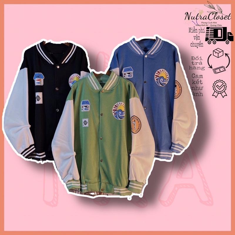 Áo khoác bóng chày bomber nỉ ngoại unisex ulzzang nam nữ, Áo khoác bomber nỉ bông dày dặn quảng châu form rộng unisex khoác bóng chày nam nữ