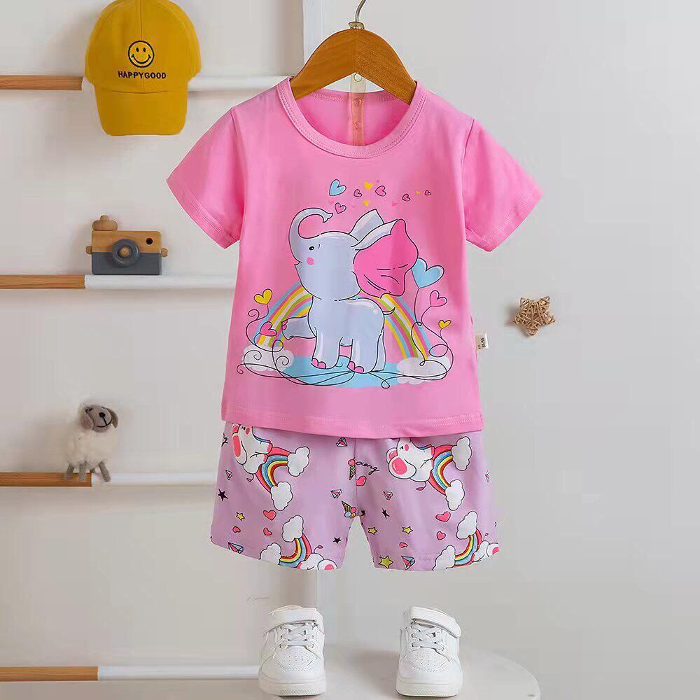 Bộ cotton côc tay cho bé gái PIKA KIDS Bộ xuất hàn Bộ quần áo hè mặc ở nhà cho bé từ 25-35kg