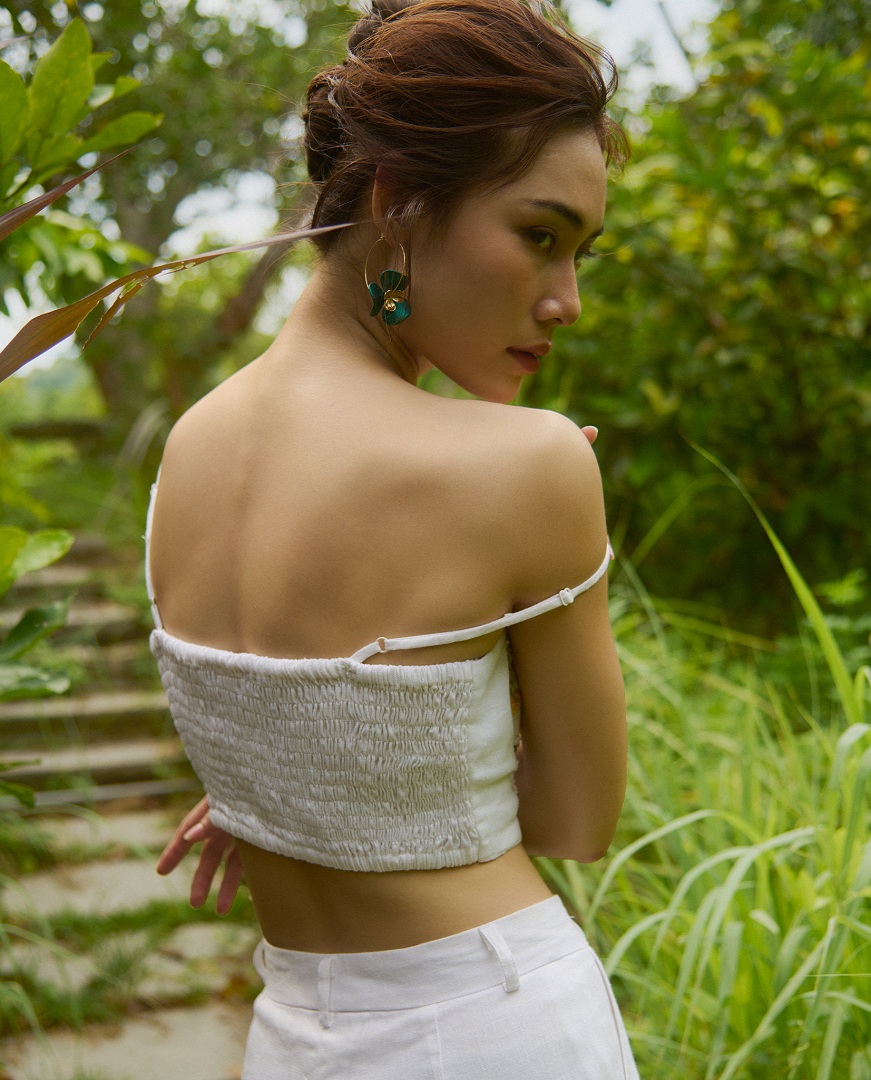 Áo Croptop Linen Thêu Tay Mơ TOP208 thời trang thiết kế Hity