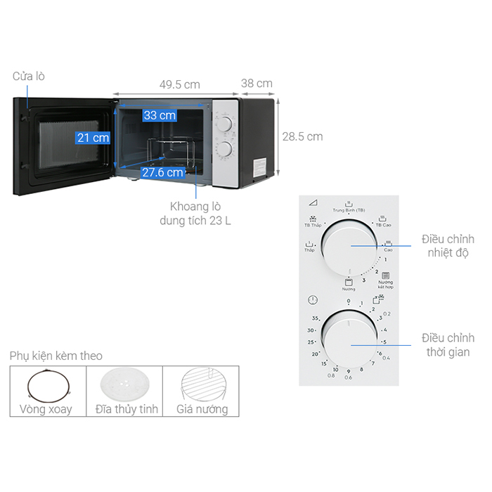 Lò vi sóng Electrolux EMG23K38GB 23 lít - HÀNG CHÍNH HÃNG