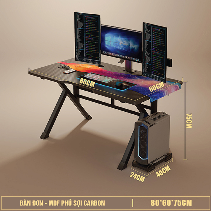 Bàn gaming mặt MDF Size 80cm, 100cm, 120cm