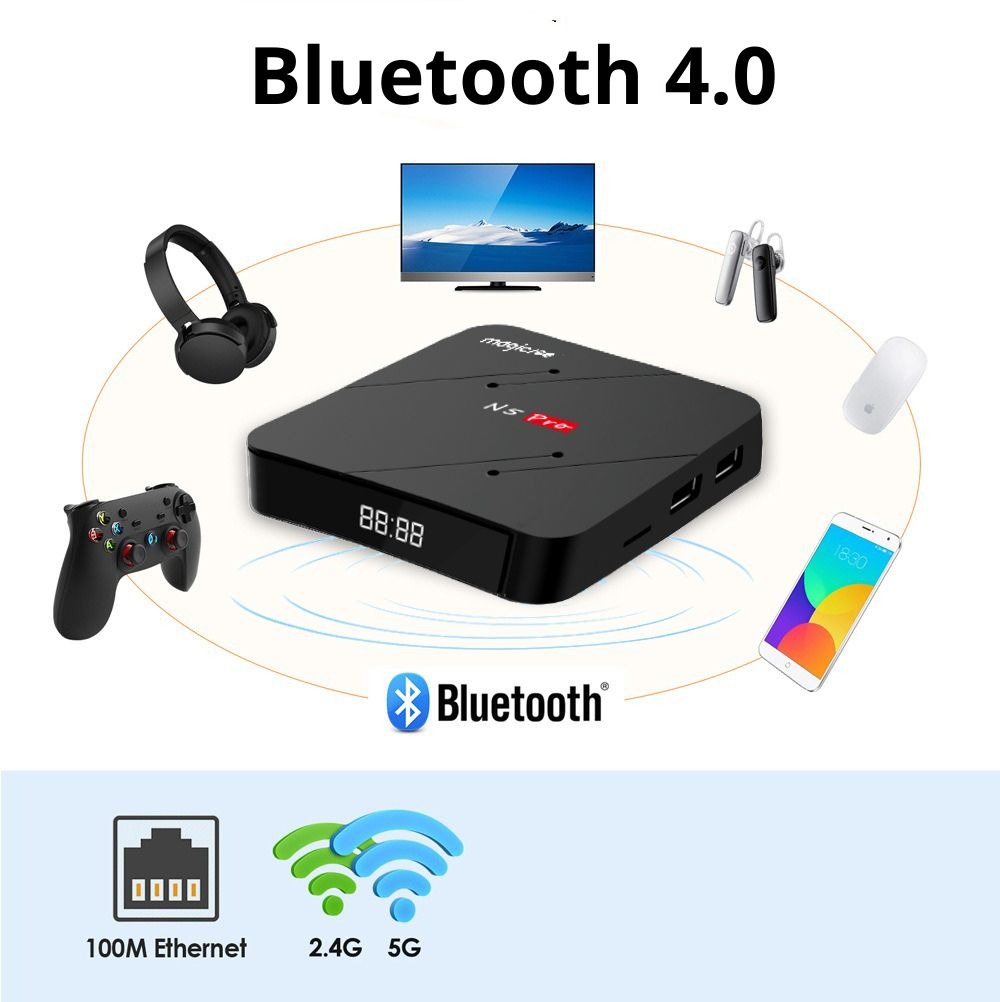 Magicsee box N5 pro Ram 4G bluetooth, Android 11, wifi kép 2 băng tần, cài sẵn ứng dụng xem truyền hình cáp, phim HD miễn phí vĩnh viễn - Hàng Nhập Khẩu