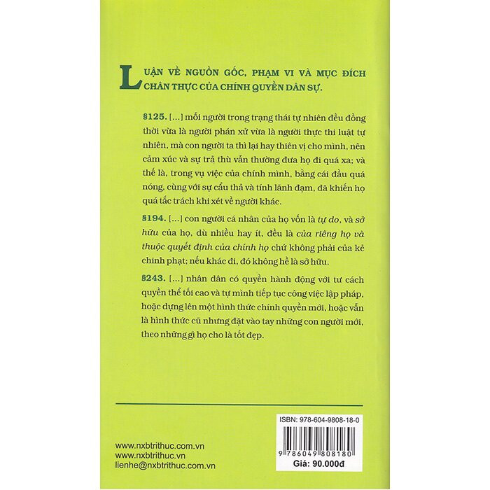 Hình ảnh Khảo Luận Thứ Hai Về Chính Quyền - John Locke - Lê Huy Tuấn dịch - (bìa mềm)