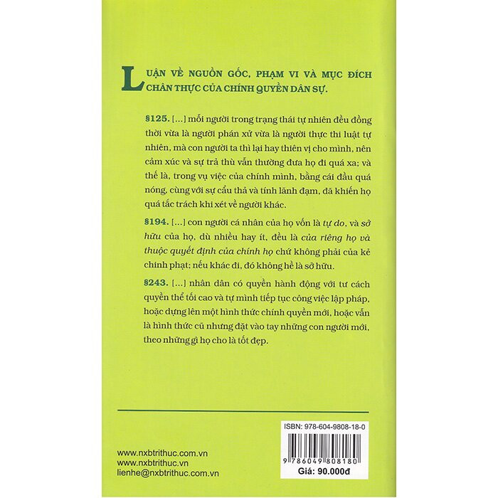 Khảo Luận Thứ Hai Về Chính Quyền - John Locke - Lê Huy Tuấn dịch -