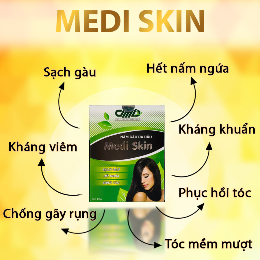 Hỗ trợ trị nấm da đầu Medi Skin Gội Thảo Dược Ngăn Ngừa Nấm Da Đầu Sạch Gàu Hiệu Quả 100gr