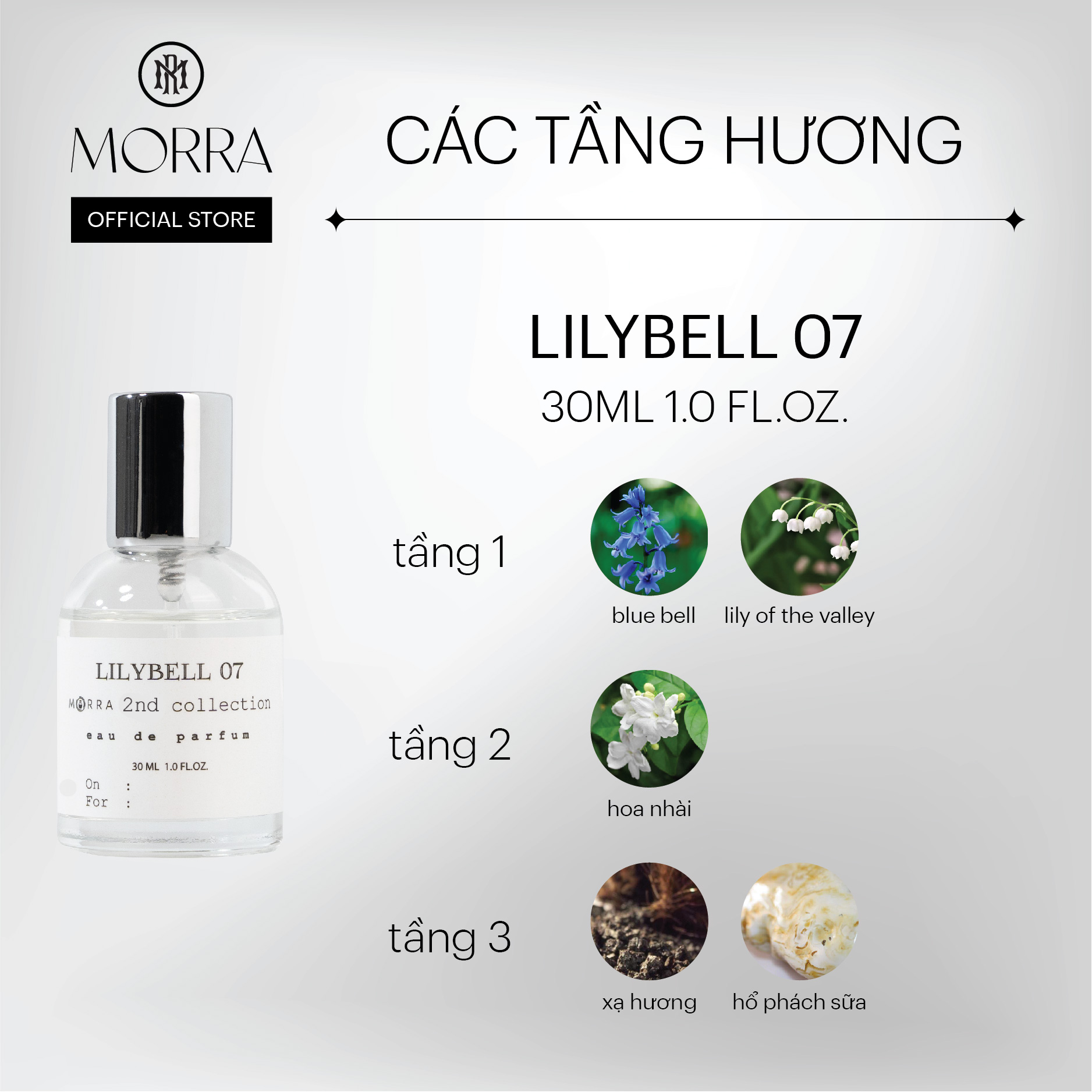 Nước Hoa Nữ Morra Lilybell 07 Chai 30ml Nguyên Liệu Nhập Pháp Hương Thơm Sang Trọng, Nhẹ Nhàng, Ngọt Ngào 30ml - Dạng Xịt