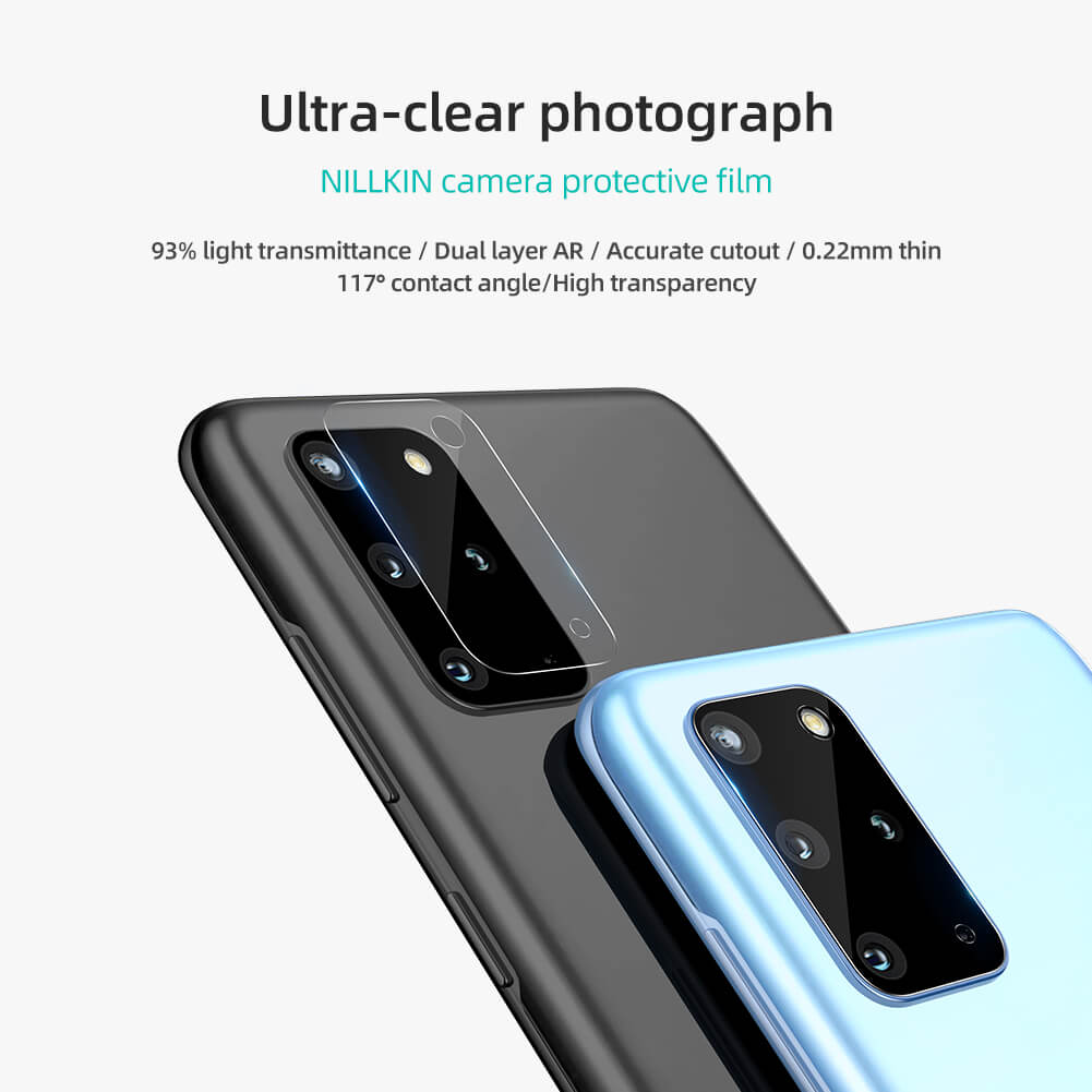 Bộ 2 Miếng dán kính cường lực camera Samsung Galaxy S20 Plus mỏng 0.22mm hiệu Nillkin InvisiFilm độ cứng 9H chống vân tay không ảnh hưởng chất lượng ảnh chụp - Hàng nhập khẩu