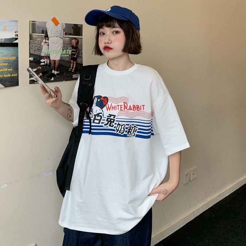 Loose Cartoon Printed Short-sleeved T-shirt