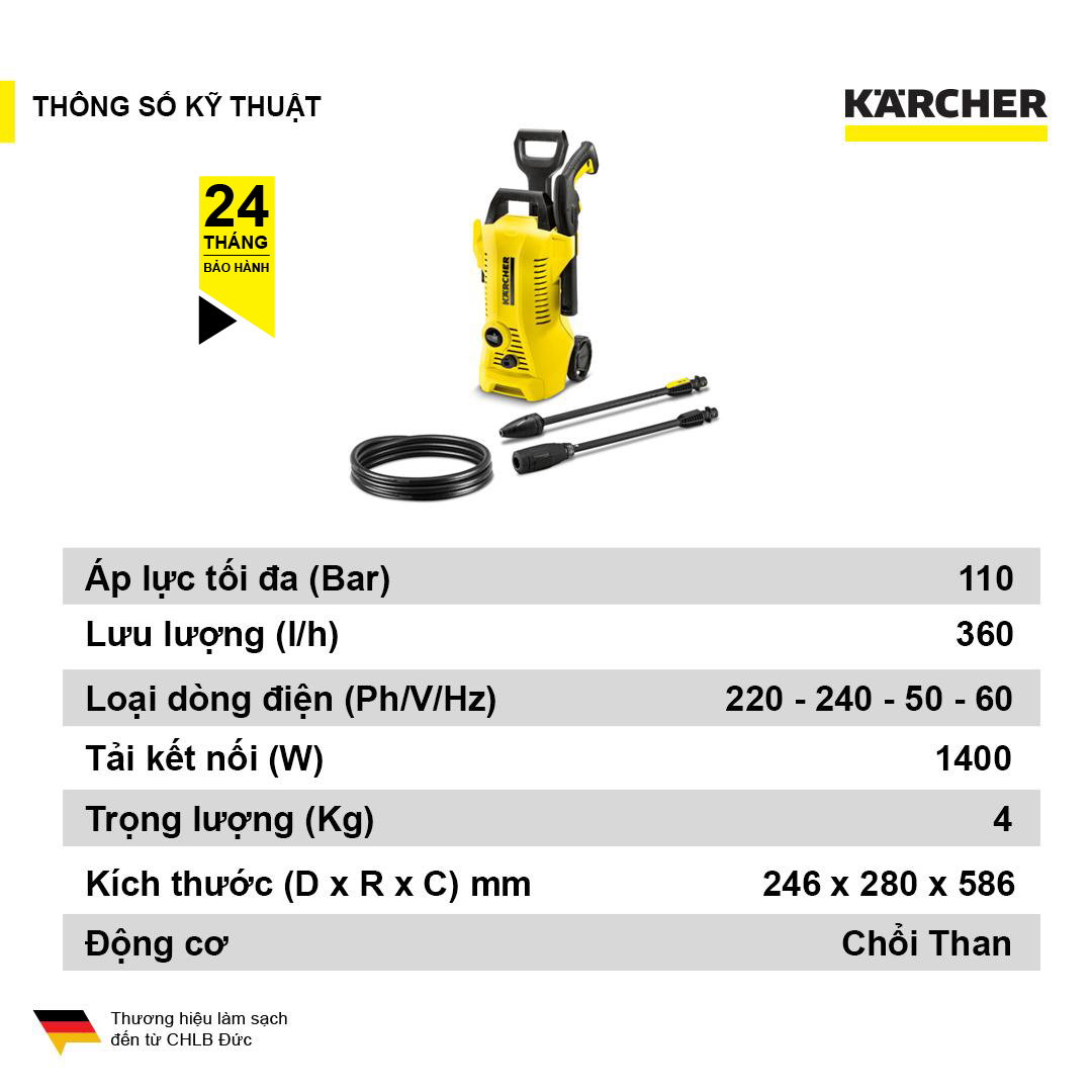 MÁY PHUN RỬA ÁP LỰC CAO KARCHER K2 POWER CONTROL