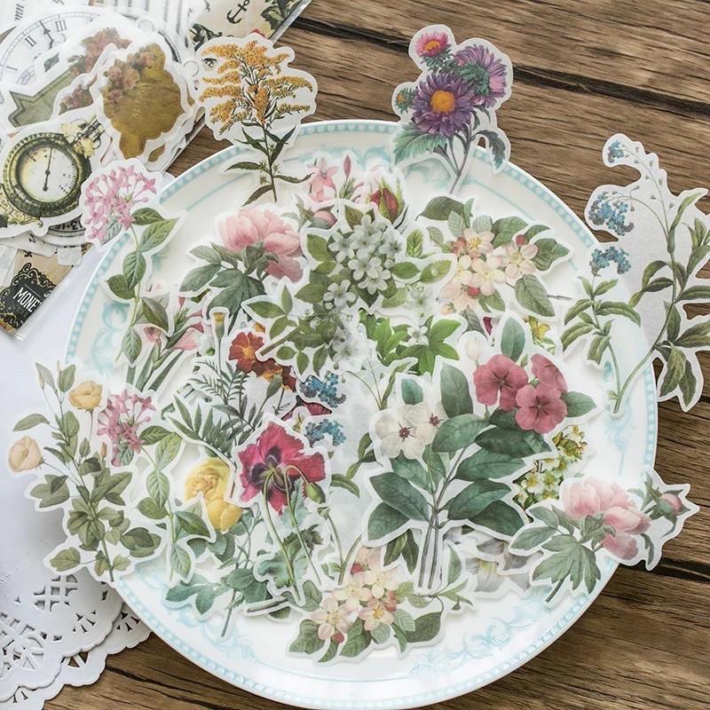 Set 60pcs washi stickers lớn kiểu cổ điển / vintage