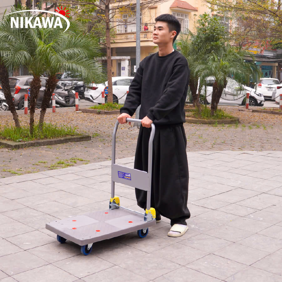 Xe Đẩy Hàng Nikawa FWS-150DS/300DS tải trọng 150-300kg sàn nhựa bánh xe cao su cao cấp. bảo hành 18 tháng - Xám
