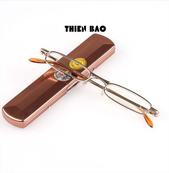 Kính lão thị, viễn thị siêu gọn  Đọc sách Mini Nam nữ hợp kim có hộp thiếc đẹp toàn viền tròng sáng chuẩn độ cao cấp loại I KVG67