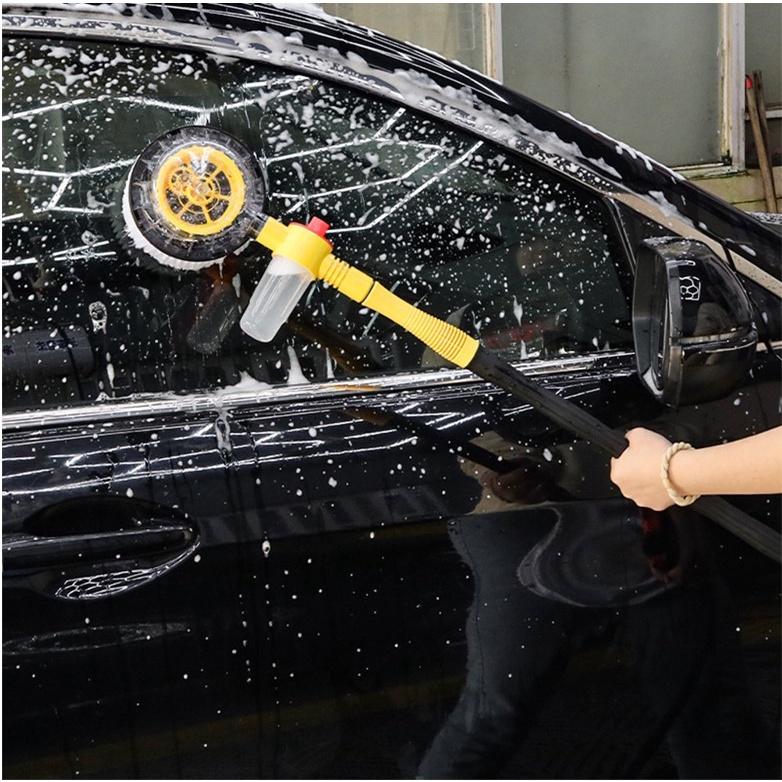 Chổi tự rửa xe ô tô, gậy tự rửa xe hơi, Dụng cụ tự rửa xe tại nhà kết hợp bàn chải xoay 360