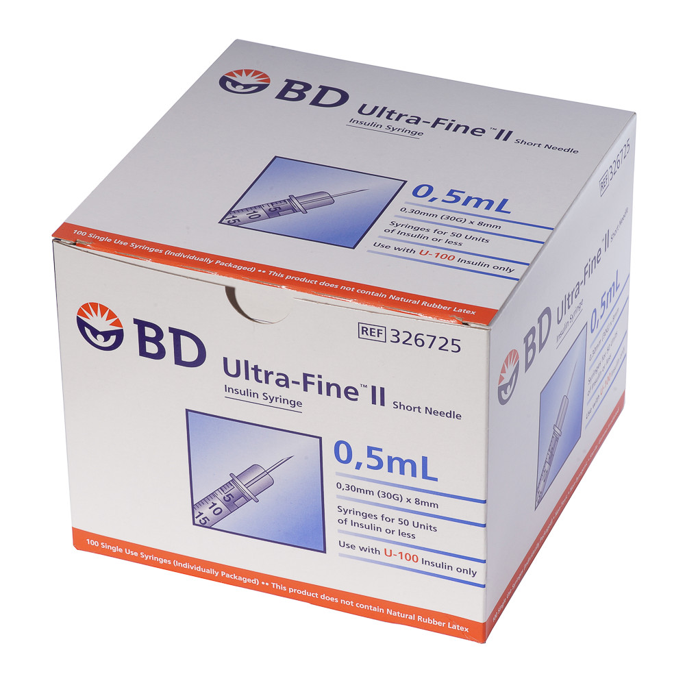 Bơm kim tiêm Isulin tiểu đường BD 0,5cc x 30G (Hộp) - hộp 100 cây