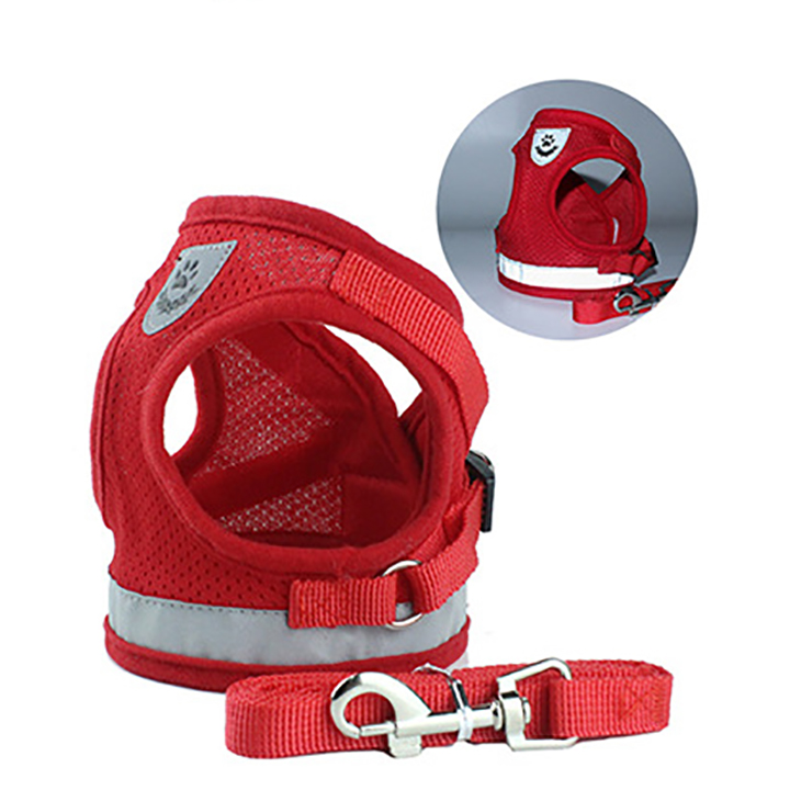 Dây yếm dắt chó mèo phản quang trong đêm chất tốt (màu ngẫu nhiên) - Genyo Leash 016