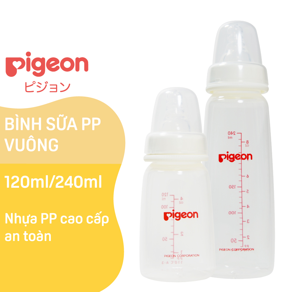 Bình sữa cổ hẹp PP vuông Pigeon 120ml/240ml