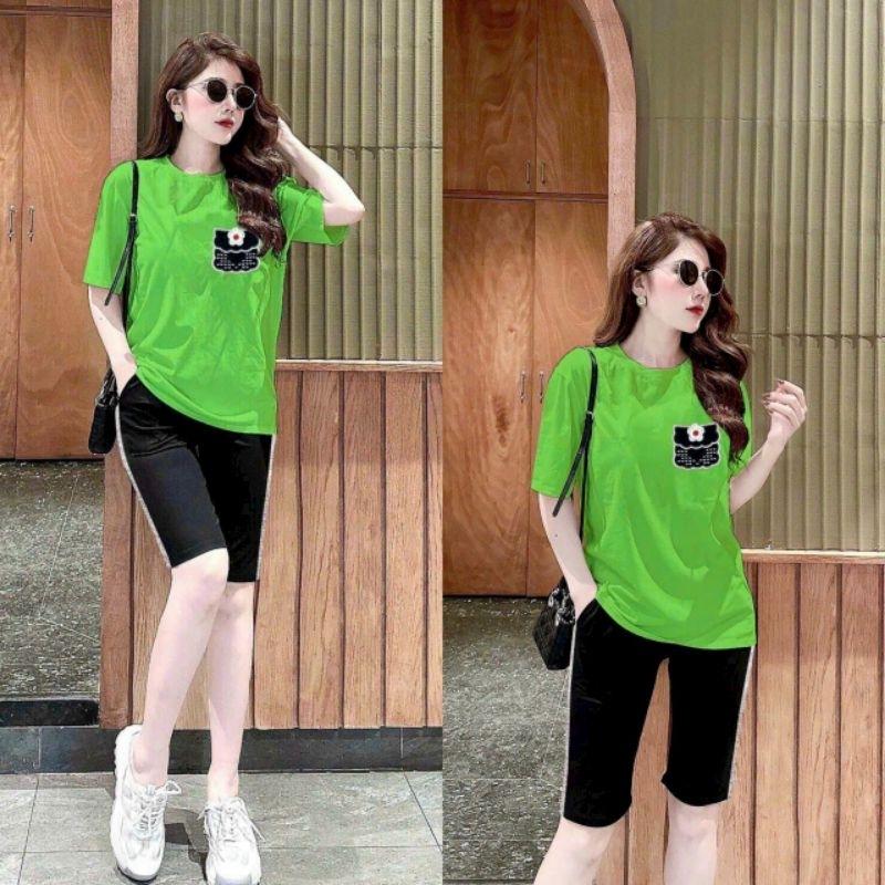 Sét đồ bộ lửng nữ quần ngố áo form rộng thêu hoa siêu xinh, đô bộ đi chơi mặc ơ nhà mẫu mới đẹp có bigsize