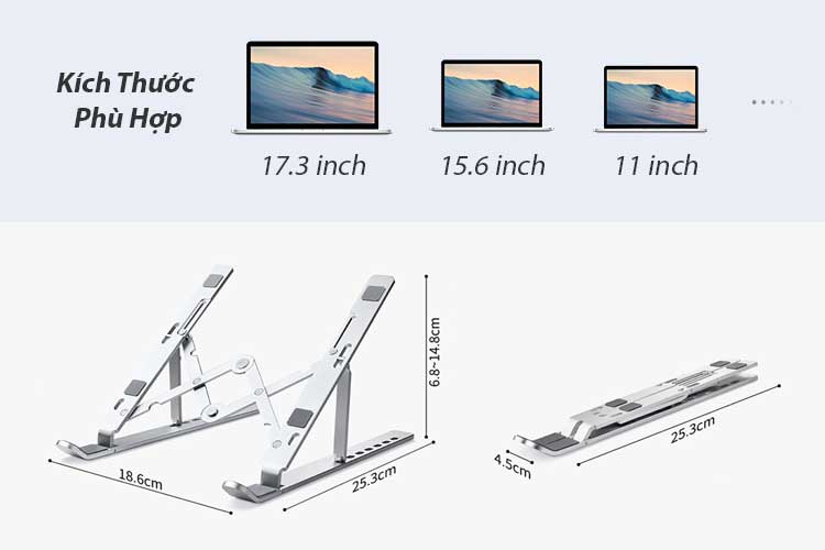 Đế Tản Nhiệt Cao Cấp Dành Cho Macbook, Laptop - Thiết Kế Sang Trọng - Tiện Lợi Cho Việc Mang Theo - Tùy Chỉnh Độ Cao Và Gấp Gọn - Chất Liệu Hợp Kim Nhôm - Hàng Chính Hãng - VinBuy