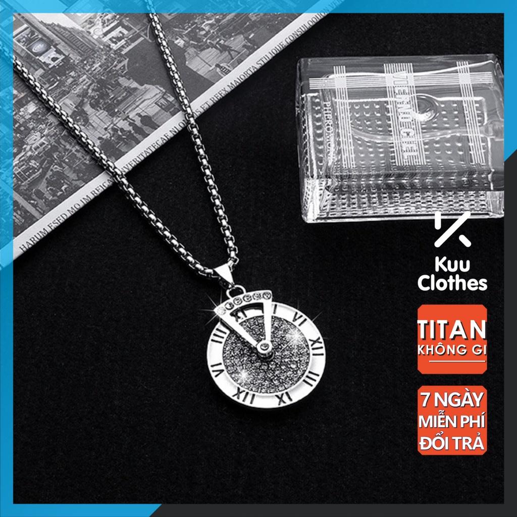 Dây Chuyền Nam Vòng cổ Nam nữ Màu Bạc Kuu Clothes - Vòng Cổ Hình Tròn Chất Liệu Titan Không Gỉ - Clock Chain