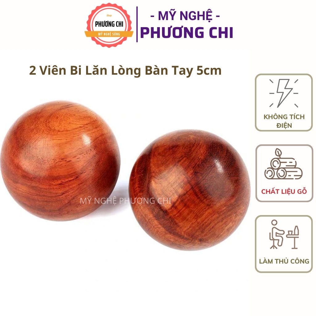 Combo 2 Quả Bi Lăn Tay Mát Xa Gỗ Hương Đỏ  Giảm Nhức Mỏi Bàn Tay | Mỹ Nghệ Phương Chi