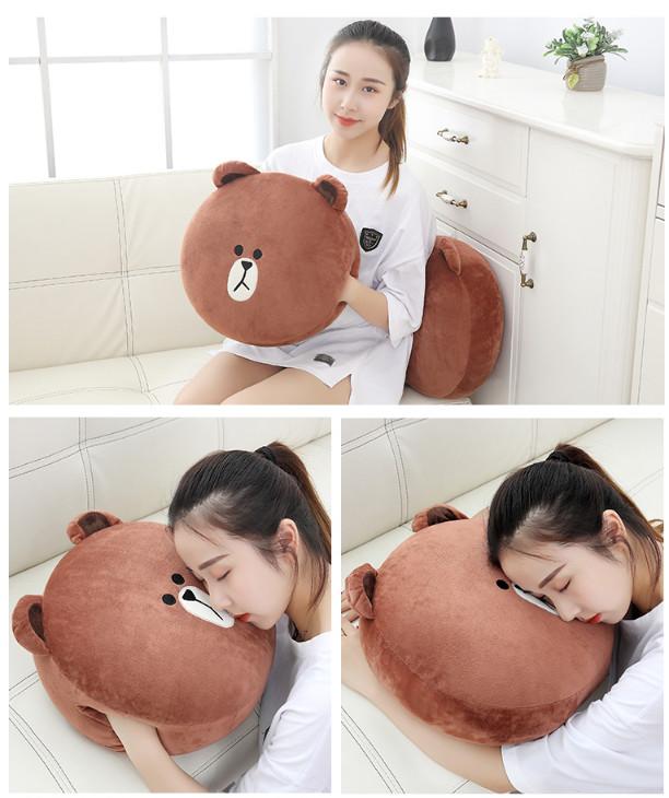 GỐI MỀN 3 in 1 gấu Brown siêu cute, nỉ nhung siêu mịn, bộ chăn gối văn phòng, gấu bông kèm mền GM79-BrownNgu