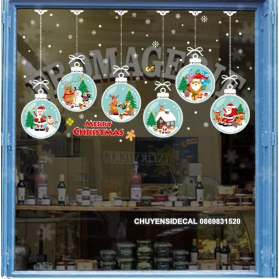 Decal Trang Trí Noel Hai Mặt Hít Tĩnh Điện Không Dơ Kính- Rèm Dây Cầu Tuyết Xinh