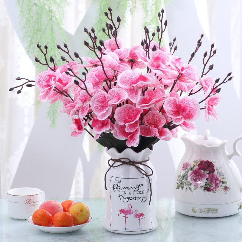 Lọ hoa gốm sứ 18cm hình hồng hạc độc đáo trang trí phong cách Bắc Âu, bình hoa decor Flowermini BH02