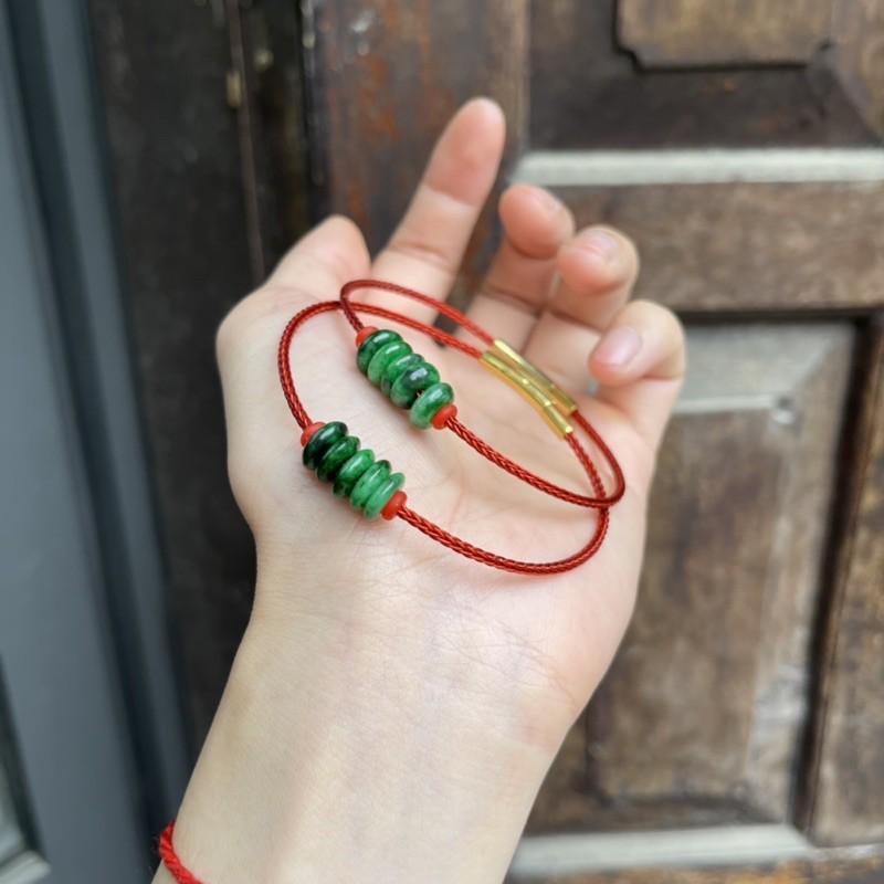 Lắc Ngũ Điếu Ngoc Xanh Vip Dây Cáp Cứng - Bình an, may mắn