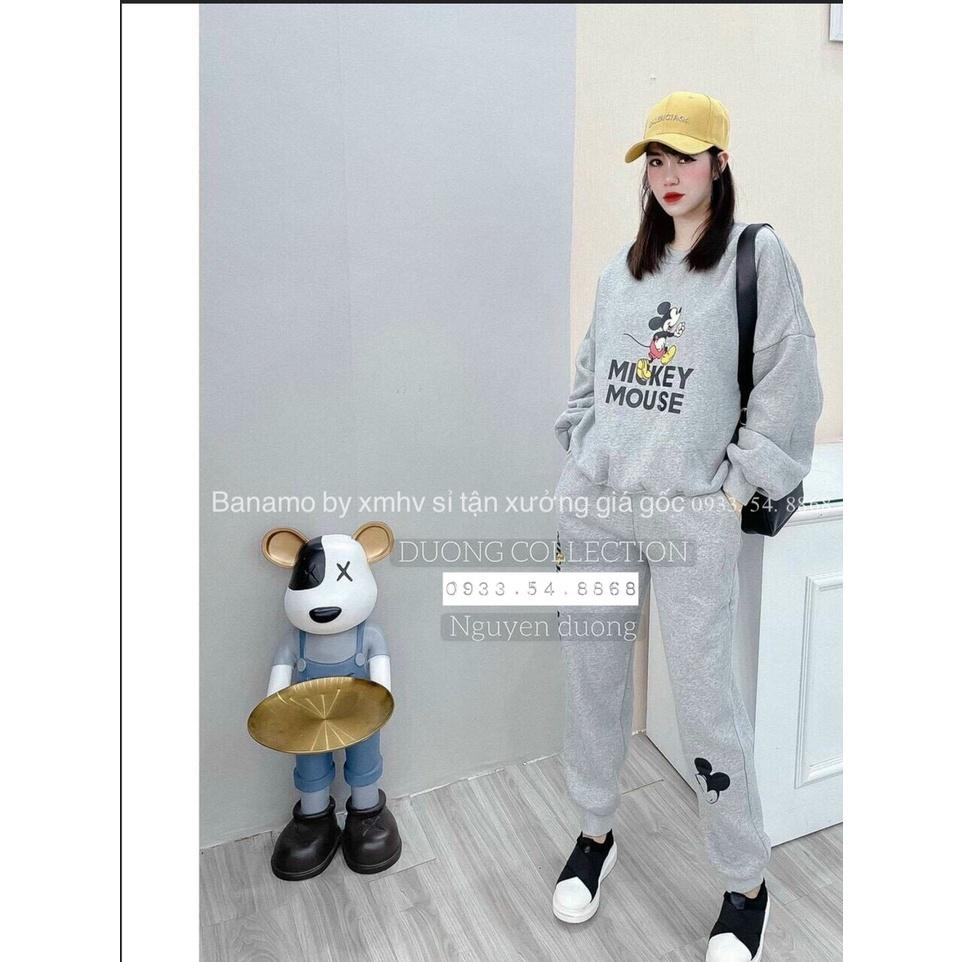 Bộ Mickey nữ chất nỉ đẹp siêu ấm thời trang Banamo Fashion 197