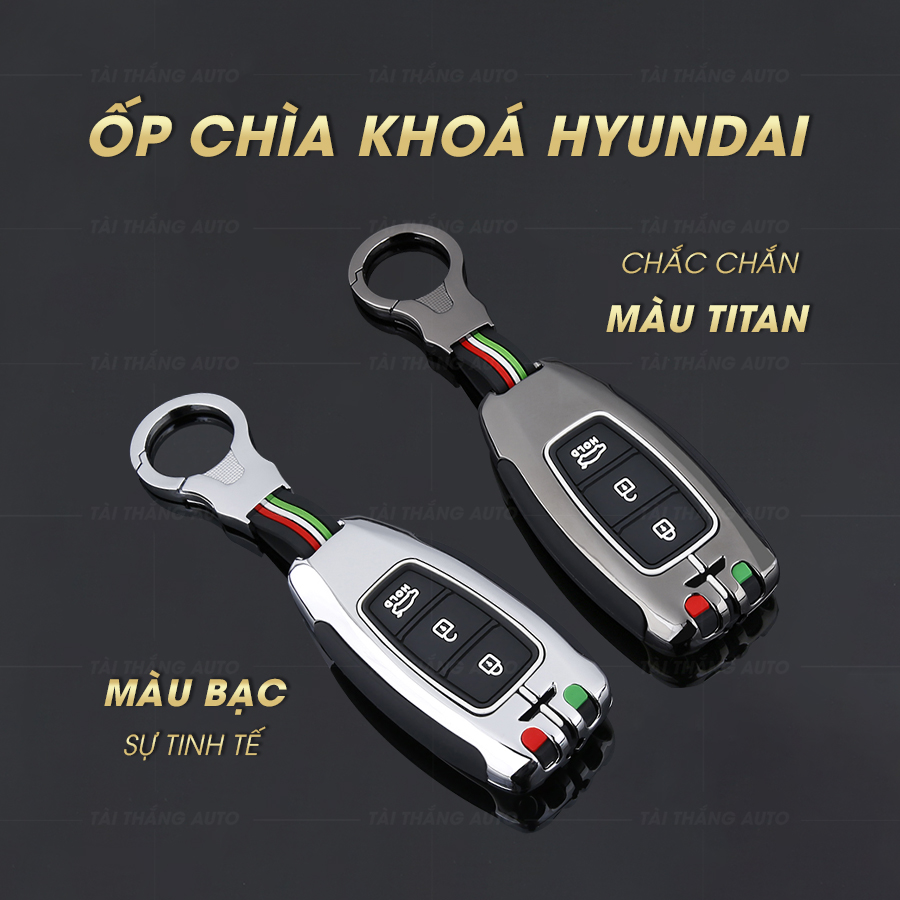 Ốp bảo vệ chìa khóa hyundai, bọc chìa khóa hyundai santafe, accent, kona, accent 2021, chất liệu metal cao cấp, không han gỉ