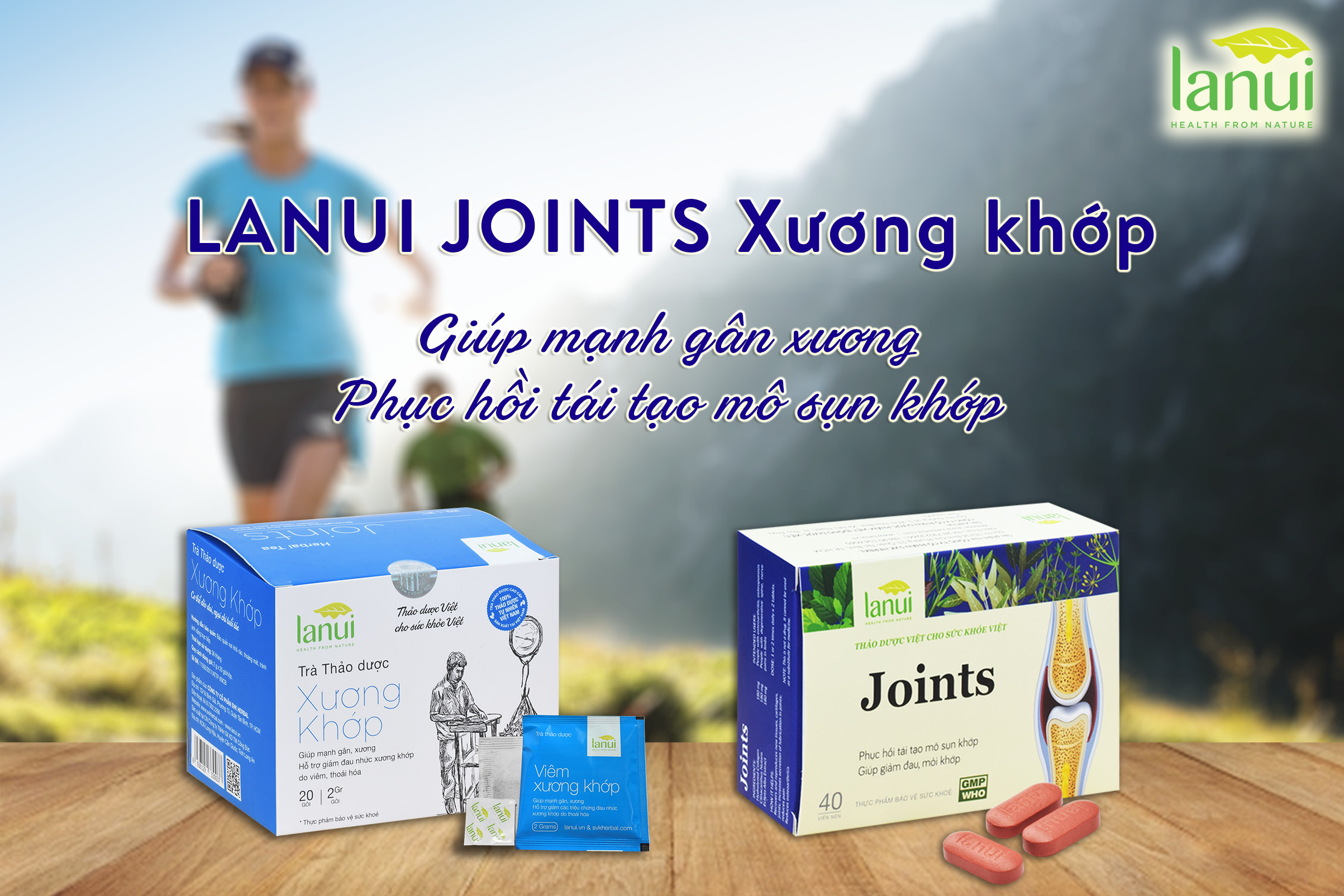 Thực Phẩm chức năng Viên Uống Bổ Sung Collagen Type I, II, III LANUI JOINTS phục hồi tái tạo mô sụn khớp (hộp 40 viên)