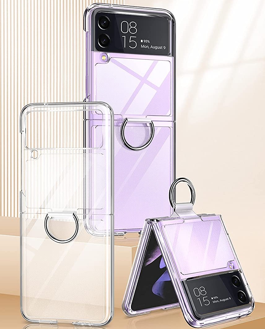 Ốp lưng chống sốc trong suốt kèm iring cho Samsung Galaxy Z Flip 4 hiệu Likgus Cover Ring  - hàng nhập khẩu