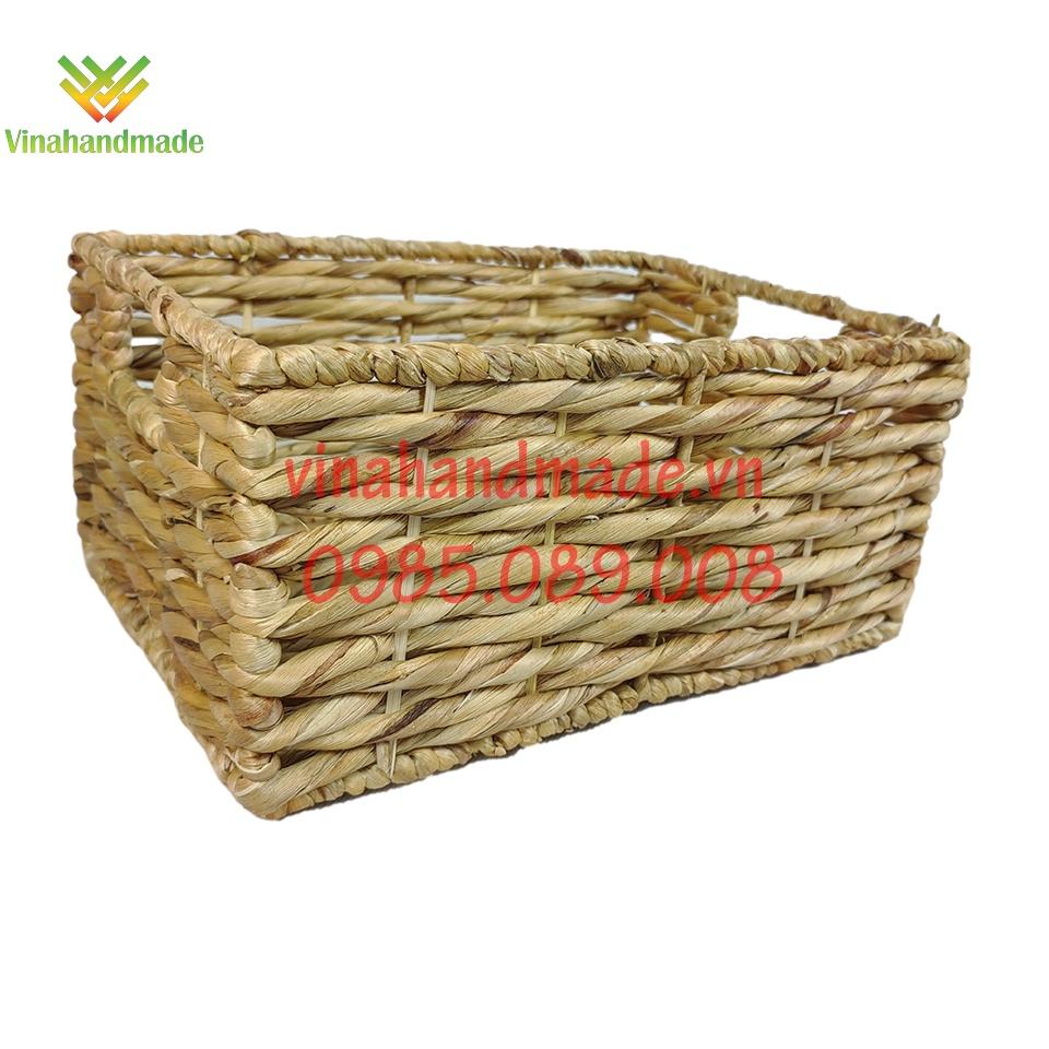 Bộ ba giỏ lục bình đan dày kiểu đan vặn