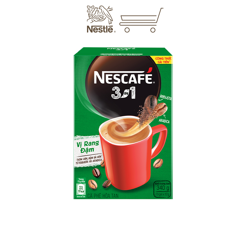 Combo 4 hộp cà phê NESCAFÉ 3IN1 VỊ RANG ĐẬM - công thức cải tiến (Hộp 20 gói x 16g)