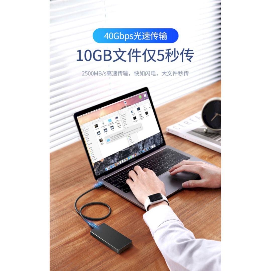 Ugreen UG60621US501TK 2M Thunderbolt 4 cáp 8k 60hz hỗ trợ 40Gbps 100W PD màu đen - HÀNG CHÍNH HÃNG