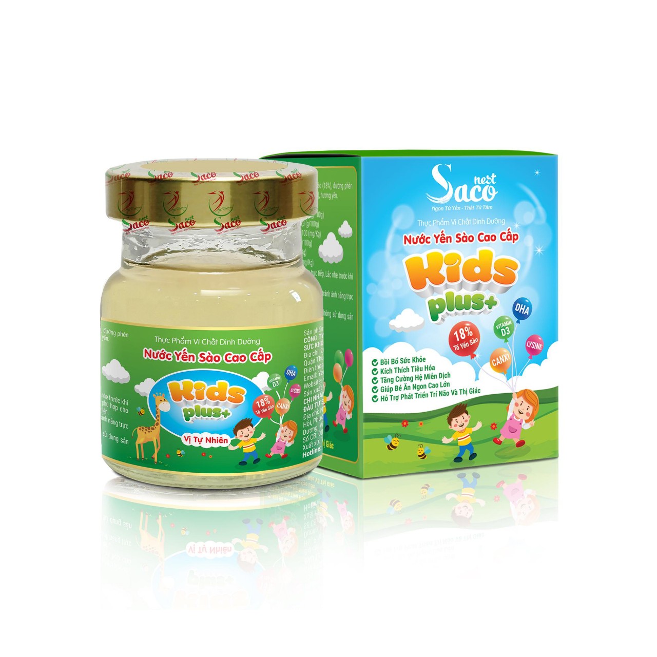 Nước Yến Sào Kid's Plus 18% Yến Thiên Nhiên Thương Hiệu Saconest lọ 70ml - Vị Tự Nhiên